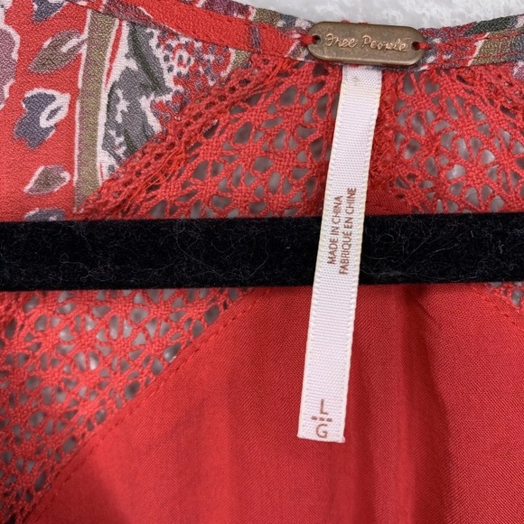 Free People Womens Large Rain or Shine Printed Dress Poppy Combo Floral Pockets - Picture 11 of 12